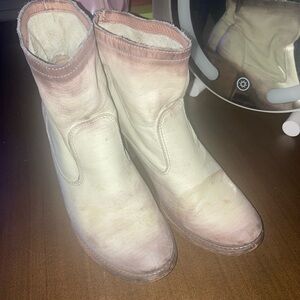 Women's Cream Ankle distressed Cowgirl Booties Size